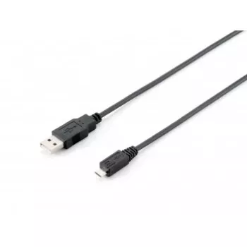 Equip USB 2.0 Type A to Micro-B Kabel, 1.0m, Schwarz, 1 m, USB A, Micro-USB B, USB 2.0, Male/Male, Schwarz