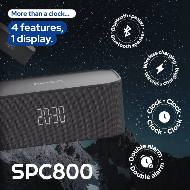 NASA SPC800 Bluetooth-Lautsprecher / Wecker / kabelloses Ladegerät