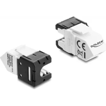 DELOCK Keystone-Modul RJ45-Buchse auf LSA Cat.6A 45° abgewinkelt ungeschirmt 180°