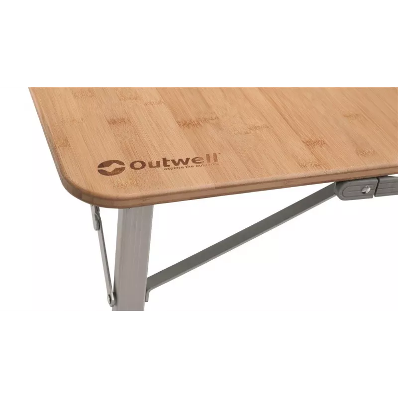 Outwell Custer L Brown Campingtisch — Bambustischplatte, Aluminiumrahmen, 700×1200 mm, 11,5 kg