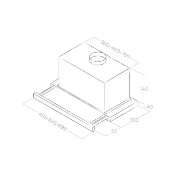 Unterbau-Dunstabzugshaube Elica ELITE 14 LUX 50 BL — 500 mm, Aluminium-Fettfilter, max. Abluftleistung 650 m³/h, Geräuschpegel 62 dB, LED-Beleuchtung 2700 K