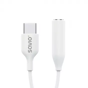 USB Typ 3.1 C (M) – Klinke 3,5mm (F) Audio-Adapter Weiß SAVIO AK-52
