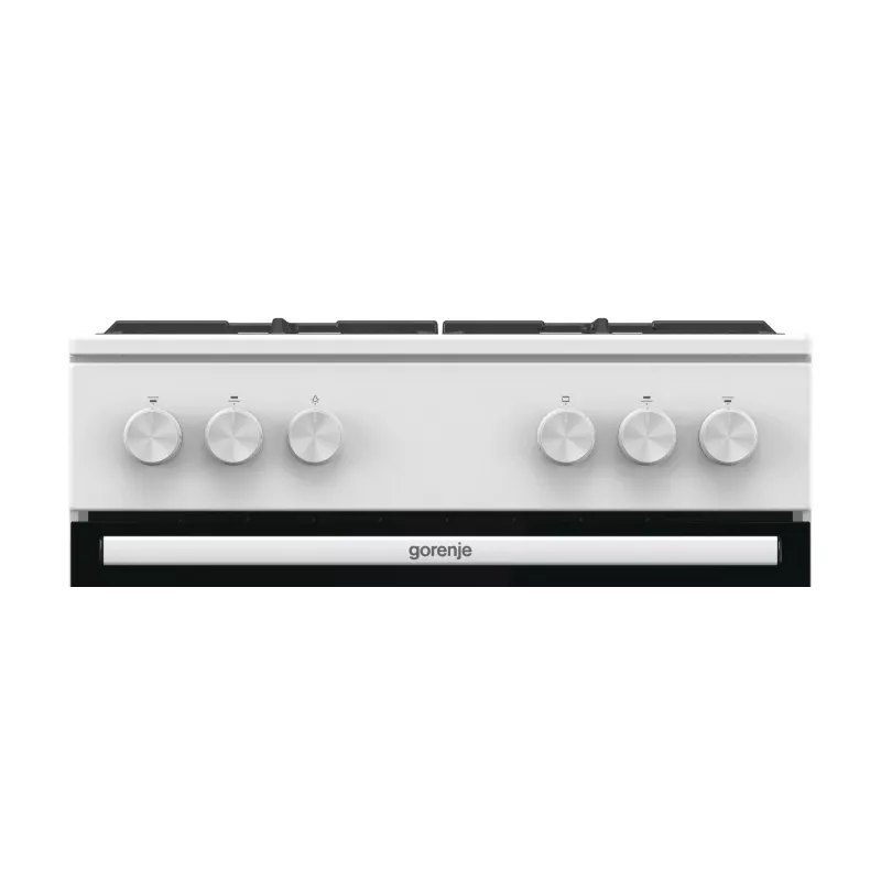 Freistehender Gasherd Gorenje GG6A10WFFM, weiß, 4-Flammen-Kochfeld, 72 L Gasbackofen, Drehregler vorne