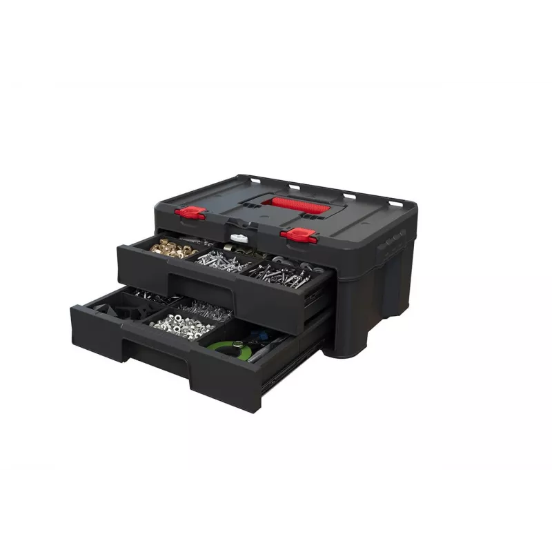Werkzeugkoffer KETER Stack'N'Roll (17210832/253384) 2 Schubladen Schwarz