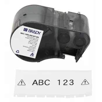 Brady, M5C-1500-595-WT-BK, Vinyl, Schwarz auf Weiß, 38,10 mm x 7,62 m, permanent, Endlos (170944)