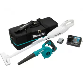 Akkukombi-Kit CLX245SAX1, 12 Volt, Laubbläser blau/schwarz, Lithium-Ionen-Akku 2,0 Ah, Akku-Staubsauger und Akku-Blasgerät