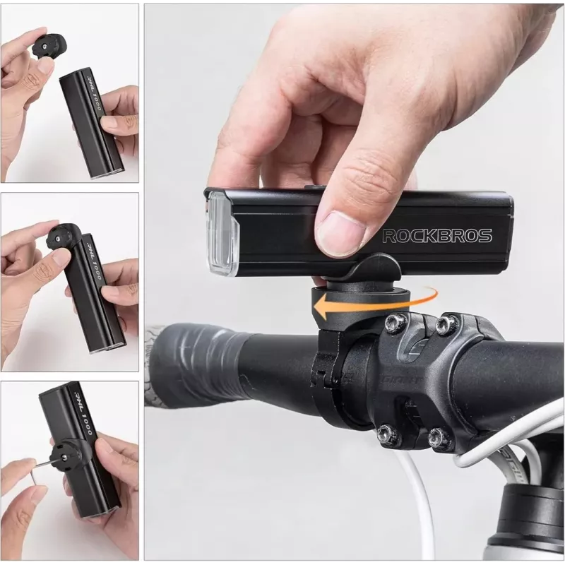 Rockbros RHL1000 24610002001 1000 lm Front-Fahrradlicht + USB-C auf USB-A Kabel, schwarz