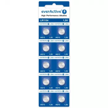 Alkaline-Knopfzelle everActive AG13 (LR44) — 10 Stück Packung