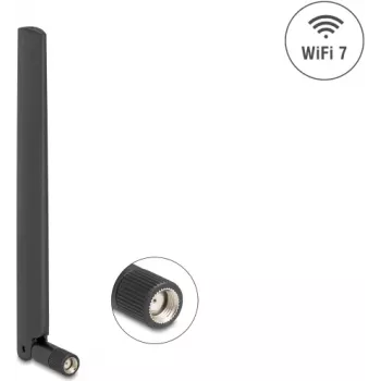 Omni-direktionale Netzwerkantenne DELOCK 81452 RP-SMA, 4,4 dBi, 2,4–7,125 GHz, 169,7 mm