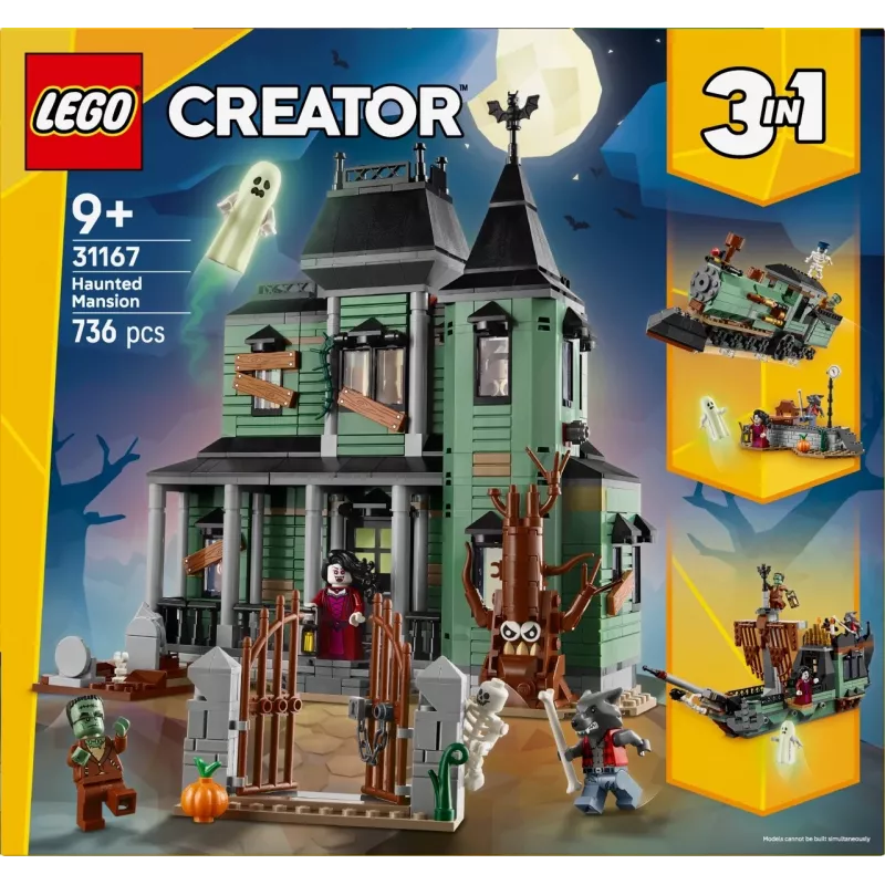Konstruktionsspielzeug LEGO Creator 3-in-1 Spukhaus Modell 31167 – 736 Teile, 3 Modelle, 5 Minifiguren