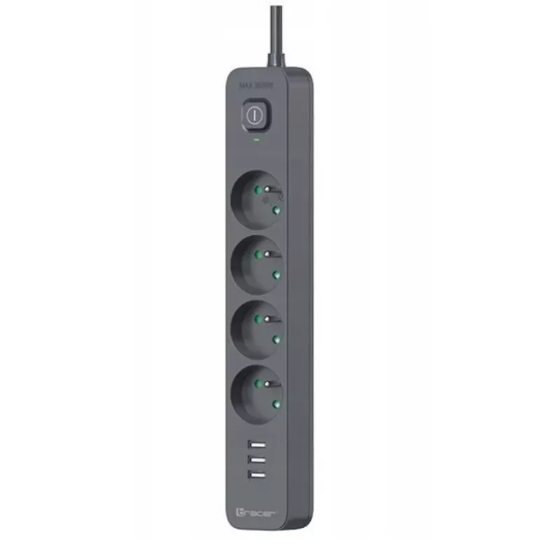 Power Line+ mobile ready Überspannungsschutz-Steckerleiste 1,5 m (4 Steckdosen + 3x USB-A, 5V 2,4A)