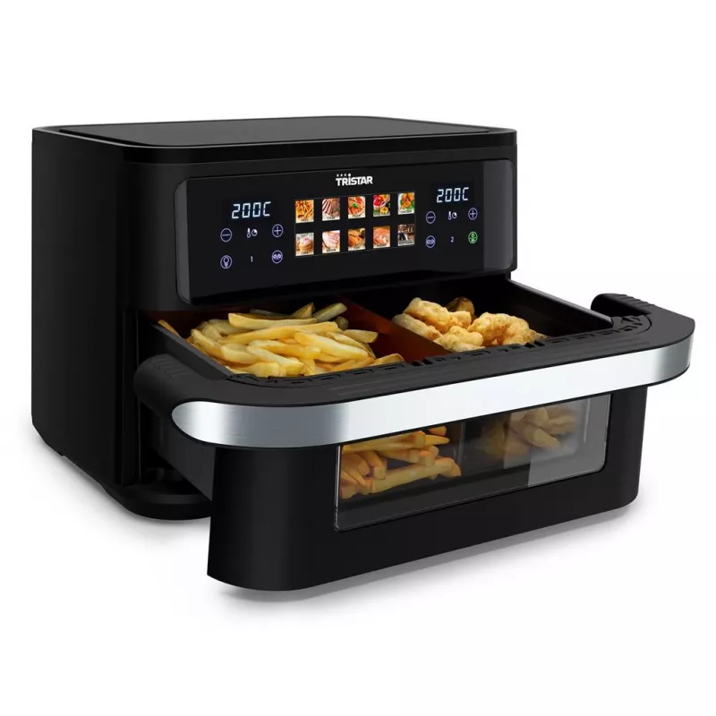 Heißluftfritteuse Tristar FR-9078 Double 10 L, 2800 W, Touch-Steuerung, LCD, schwarz/Edelstahl