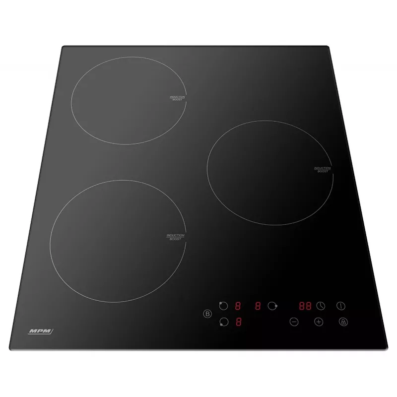 Induktionskochfeld MPM MPM-45-IM-14, Einbau 3-Zonen (180 mm) Glaskeramik-Kochfeld, 6000 W, Touch-Steuerung