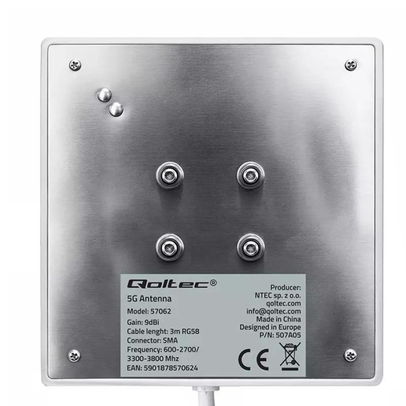 Externe 4G/5G LTE-Antenne QOLTEC 9 dBi mit SMA-Anschluss und 3 m Kabel