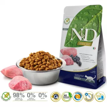 FARMINA N&D Prime Lamb & Blueberry - Trockenfutter für Katzen - 1,5 kg