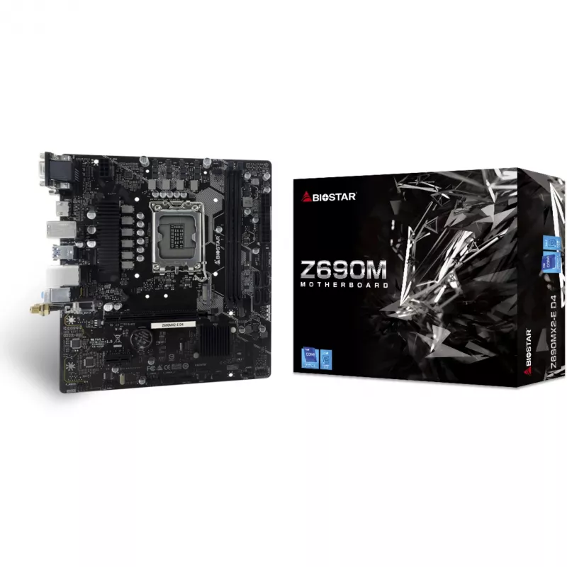 Motherboard BIOSTAR Z690MX2-E D4 micro ATX, Intel Z690, LGA 1700, DDR4, 2x DIMM, 64GB, 2.5Gb LAN, 4x SATA III, 1x M.2