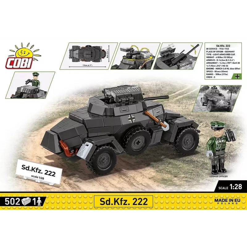 Cobi Blocks Sd.Kfz 222 Modellbausatz COBI-2657 — 502 Bausteine