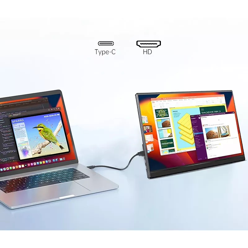 Tragbarer Monitor für Laptops, Telefone und Konsolen Extralink Smart Life 14, USB-C/Micro-HDMI