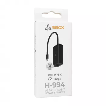USB-C Gigabit-Netzwerkadapter SBOX H-994, 1000 Mbit/s Ethernet, USB-C auf RJ45
