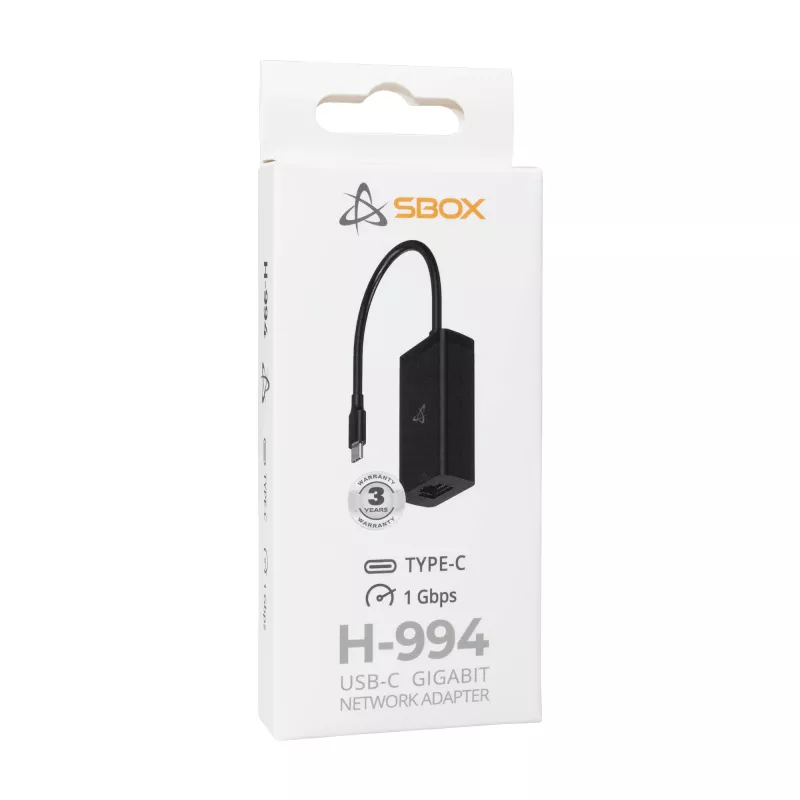 USB-C Gigabit-Netzwerkadapter SBOX H-994, 1000 Mbit/s Ethernet, USB-C auf RJ45