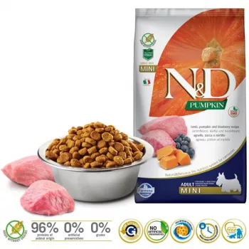 FARMINA N&D Pumpkin Lamb&Blueberry Mini Adult - Trockenfutter für Hunde - 7 kg