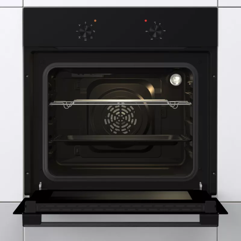 Gorenje Backofen | BO6615E01B | 60 L | Elektrisch | EnamelClean | Druck-Kipp-Tasten | Höhe 59,5 cm | Breite 59,5 cm | Schwarz