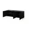 GLAMOUR Kommode 180x40x75,5 cm, schwarz matt + gold
