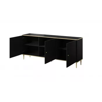 GLAMOUR Kommode 180x40x75,5 cm, schwarz matt + gold