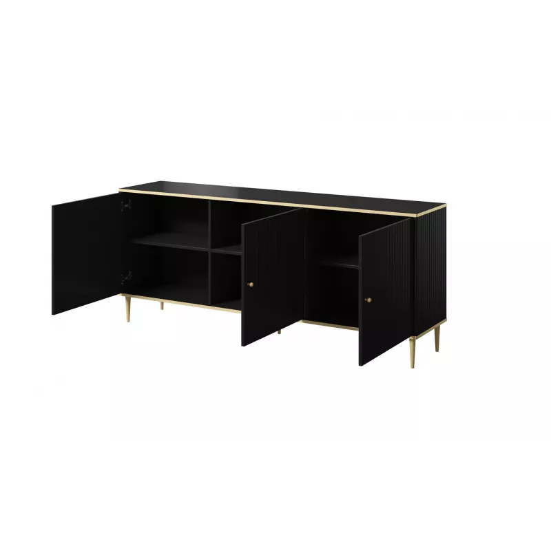 GLAMOUR Kommode 180x40x75,5 cm, schwarz matt + gold