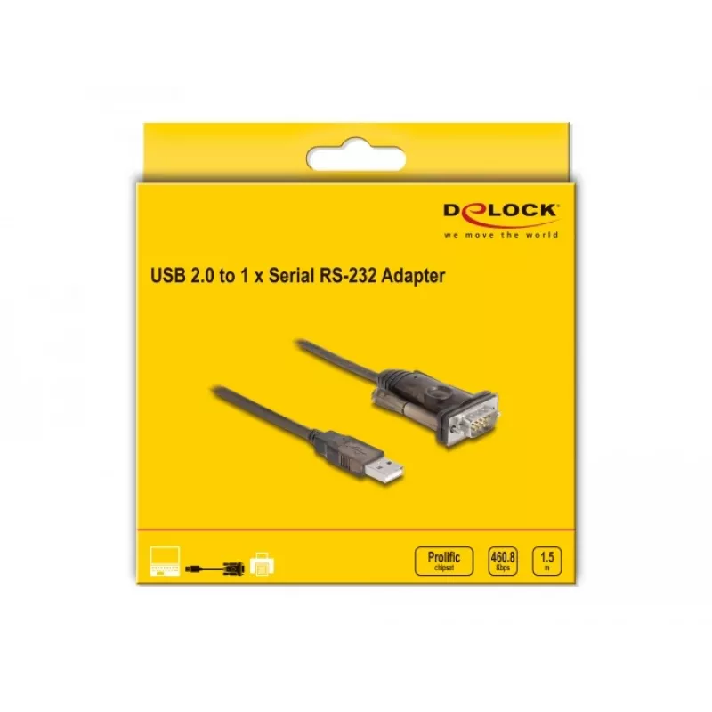 Adapter USB 2.0 Typ-A auf Seriell RS-232 D-Sub 9-polig Stecker DeLOCK 62646