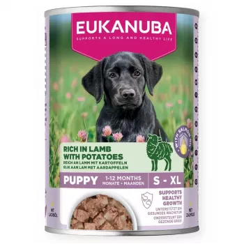 EUKANUBA Puppy Nassfutter für Hunde 400 g - Adult Puppy Formula, Lamm & Kartoffel
