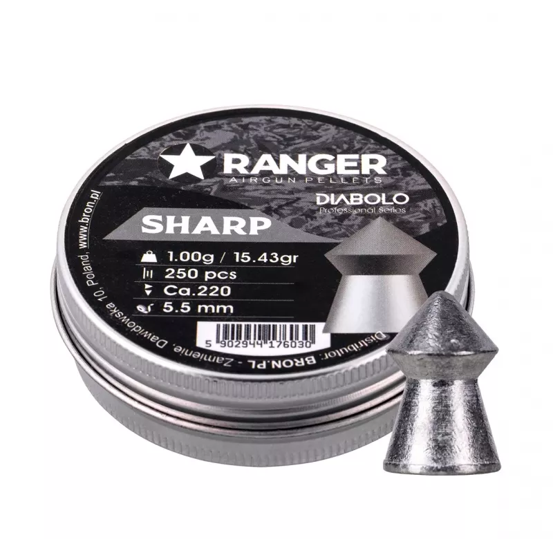 Diabolos RANGER PRORO 5,5 mm, Diabolo-Form, silber, 250 Stück, Aluminium-Spender