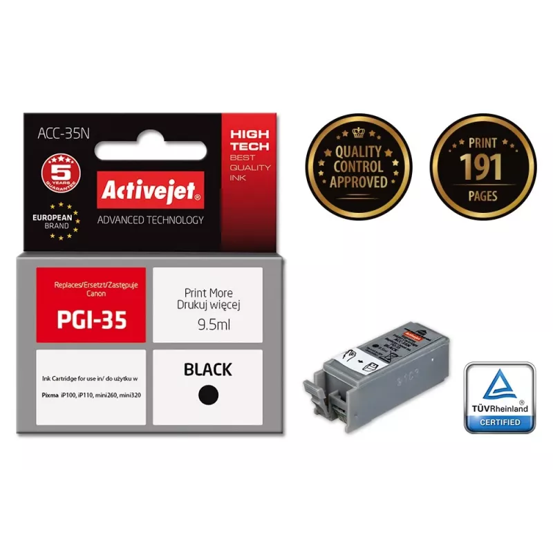 Activejet ACC-35N Tintenpatrone (Ersatz für Canon PGI-35; Supreme; 9,5 ml; schwarz)