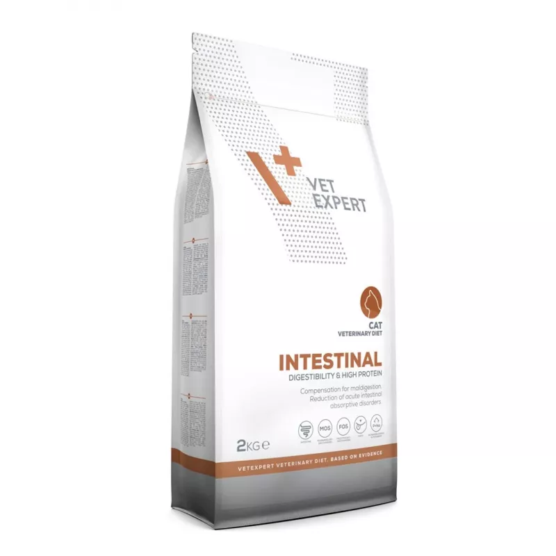 Trockenfutter VETEXPERT Veterinary Diet Intestinal für Katzen, 2 kg — Geflügel, 38 % Protein, 20 % Fett, gluten- und sojafrei