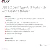 USB-Hub CLUB3D USB 3.2 Gen1 Type-A mit 3 Anschlüssen und Gigabit-Ethernet