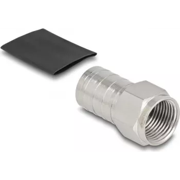 F-Crimp-Stecker DELOCK 91779 für RG-6-Kabel mit Schrumpfschlauch