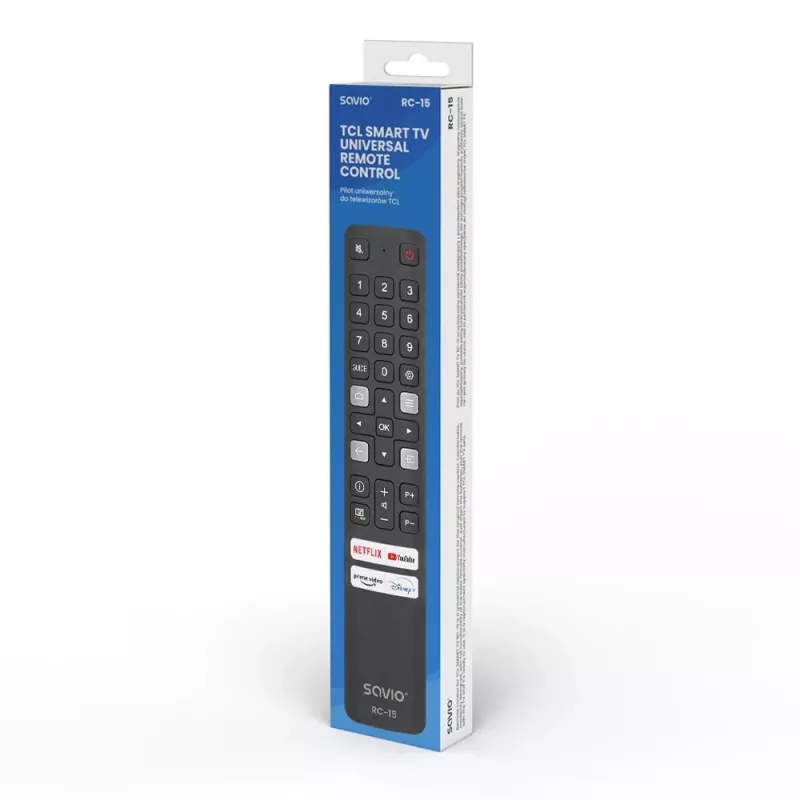SAVIO Universal-Fernbedienung RC-15 für TCL SMART TV, IR Wireless, schwarz, Reichweite 10 m