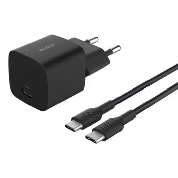 AC Indoor-Ladegerät Belkin BoostCharge 25 W USB-C PD/PPS, 1 m Kabel, Schwarz — für Spielekonsolen, Smartphones, Tablets