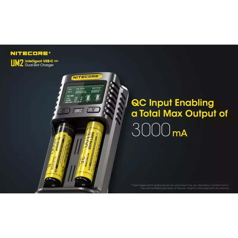 Nitecore UM2 Akkuladegerät Haushaltsbatterie DC Lithium-Ionen Nickel-Cadmium