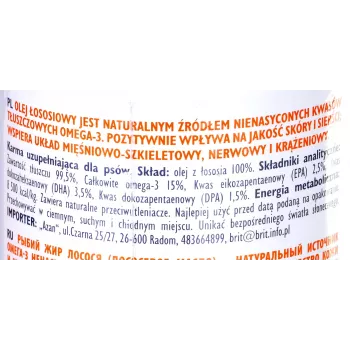 Nahrungsergänzungsöl Brit Care BRIT 1000 ml – Haut- und Fellzusatz für Hunde und Katzen, 1-L-Flasche