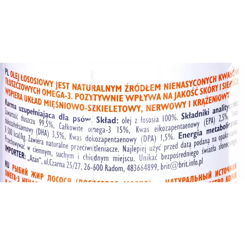 Nahrungsergänzungsöl Brit Care BRIT 1000 ml – Haut- und Fellzusatz für Hunde und Katzen, 1-L-Flasche