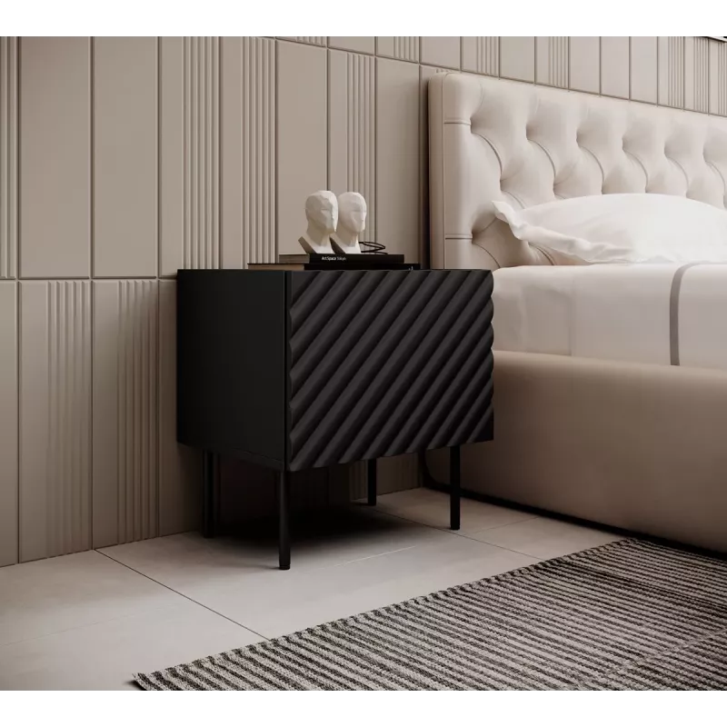 Nachttisch Cama ONDA 50x40x54 cm schwarz MDF/Spanplatte 2er-Set