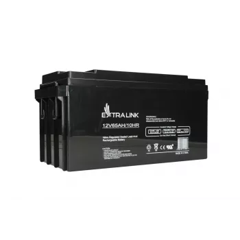 Versiegelte Blei-Säure-Batterie Extralink Akkumulator AGM 12V 65Ah, VRLA, schwarz, 1 Stück