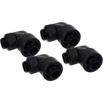 Eiszapfen 16/10mm Einschraubfitting 90° drehbar G1/4, schwarz, Anschluss für Weichschläuche (PVC, Silikon, Neopren)