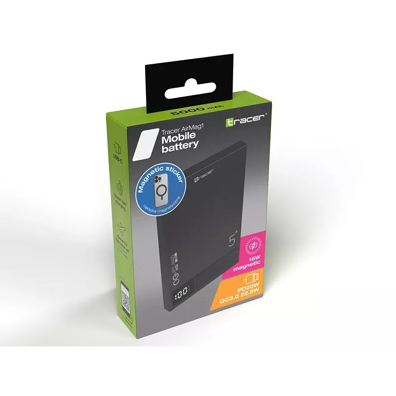 Tracer AirMag1 Lithium Polymer (LiPo) 5000 mAh Wireless Charging Schwarz