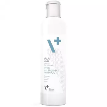 Hypoallergenes Shampoo VETEXPERT 250 ml für Hunde und Katzen — reinigend, alle Felltypen, jedes Alter