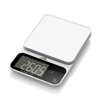 Elektronische Küchenwaage ETA POPI Weiß — max. 5 kg, Genauigkeit 1 g, LCD-Anzeige, AAA-Batterien