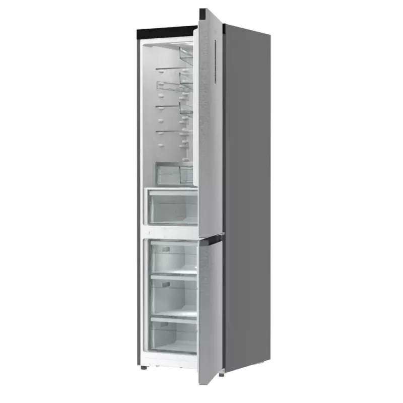 Kühl-Gefrierkombination Gorenje NRB620E61X4WFE, freistehend, Edelstahl, Gesamtkapazität 413 L, Gefrierfach unten 130 L, NoFrost, LED-Anzeige