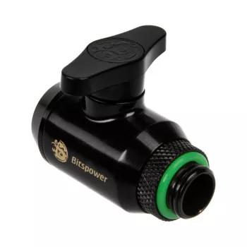 Bitspower Absperrhahn 1x F 1/4 Zoll & 1x G1/4 Zoll Außengewinde, drehbar – matt schwarz