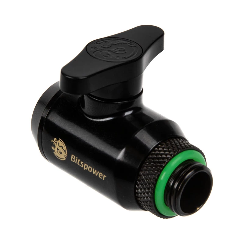 Bitspower Absperrhahn 1x F 1/4 Zoll & 1x G1/4 Zoll Außengewinde, drehbar – matt schwarz
